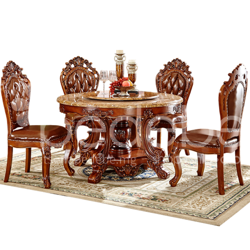 Ytj 869 Living Room High End European Dining Table Combination Marble Round With Turntable Household American Hand Carved Tripod Ytj 869 Living Room High End European, European Round Table